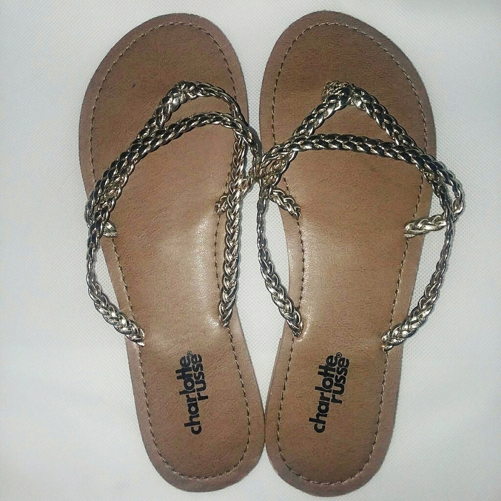 Charlotte Russe Metallic Silver Sandals - Size 7